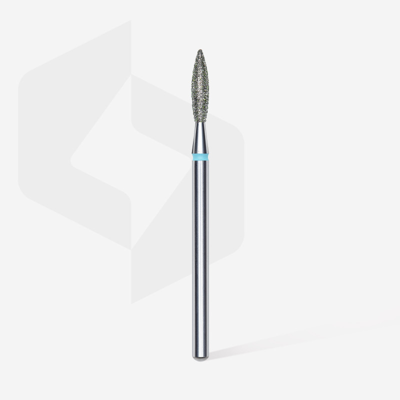 Diamond nail drill bit, “flame”, blue, head diameter 2.3 mm/ working part 10 mm