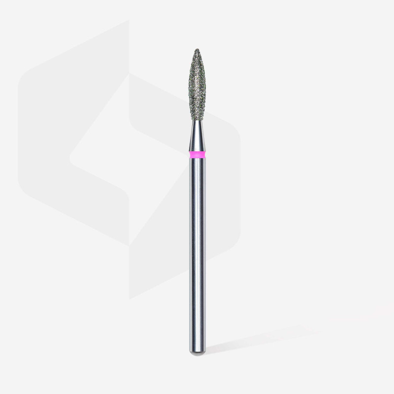 Diamond nail drill bit, “flame”, red, head diameter 2.3 mm/ working part 10 mm