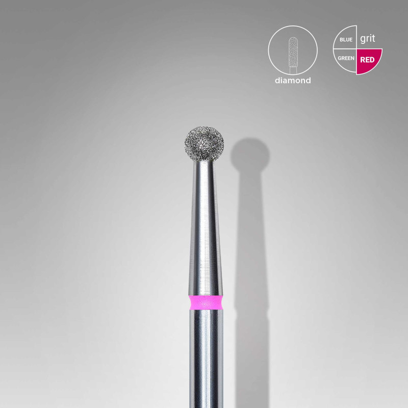 Diamond nail drill bit, “ball”, red, head diameter 2,7 mm
