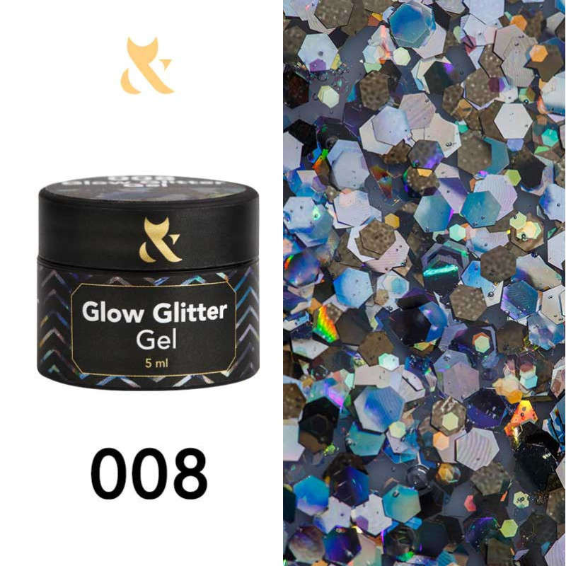 Гель-краска - Glow Glitter Gel F.O.X 008 - 5 ml