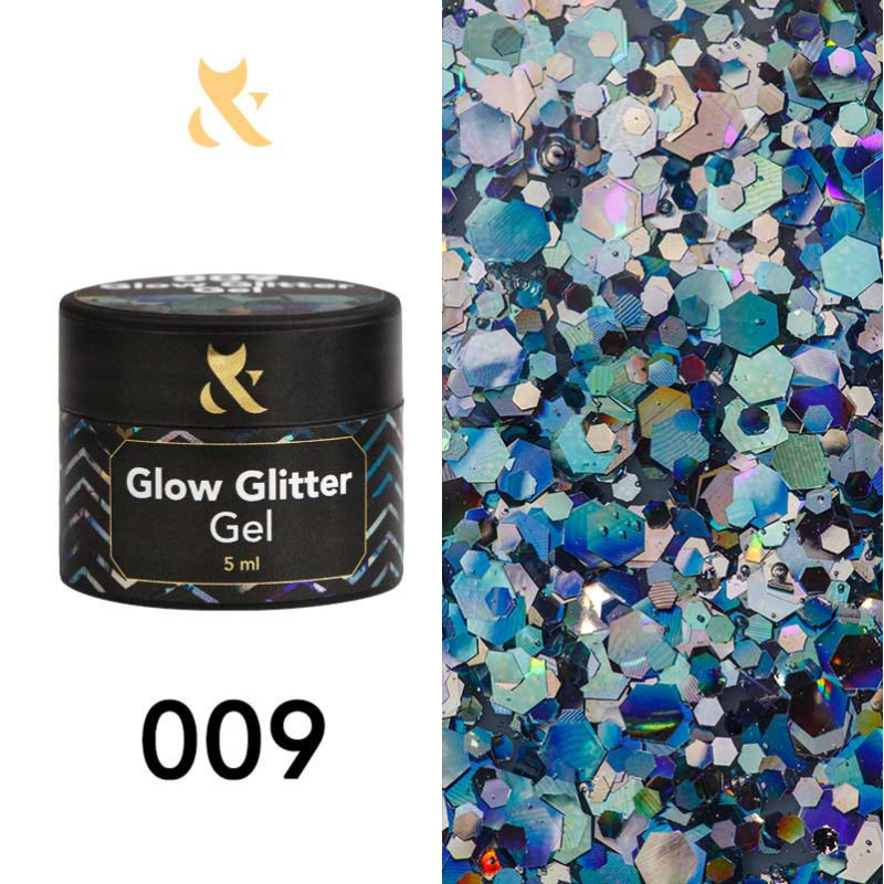 Гель-краска - Glow Glitter Gel F.O.X 009 - 5 ml