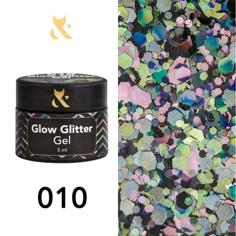 Гель-краска - Glow Glitter Gel F.O.X 010 - 5 ml