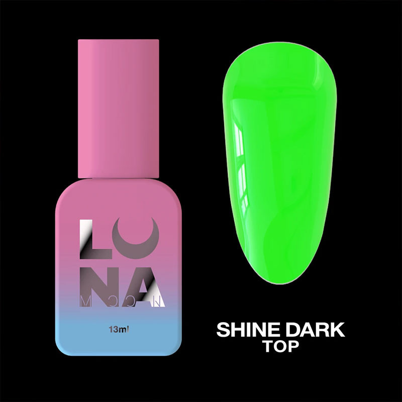 Top coat per smalto gel – Lunamoon Top Shine Dark Green – si illumina al buio – 13 ml