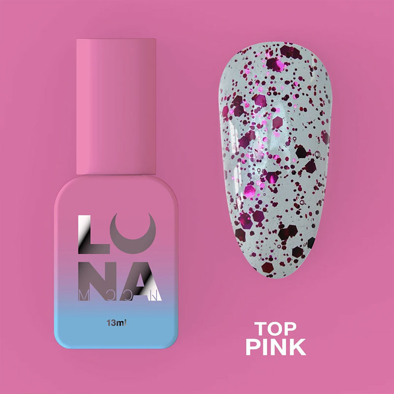 Top coat per smalto gel – Lunamoon Top Pink – senza dispersione – 13 ml