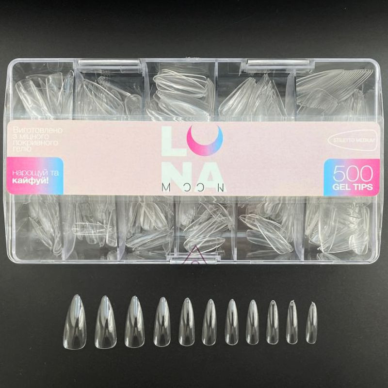 Gel nail tips – LunaMoon Stiletto Medium – 500 pcs