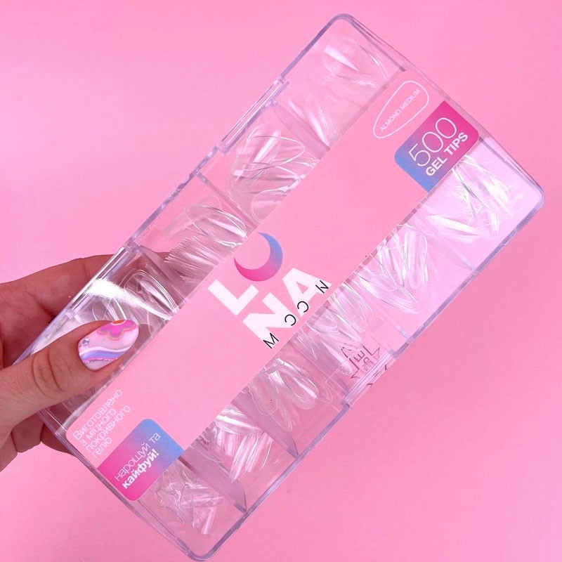 Gel nail tips – LunaMoon Almond Medium – 500 pcs
