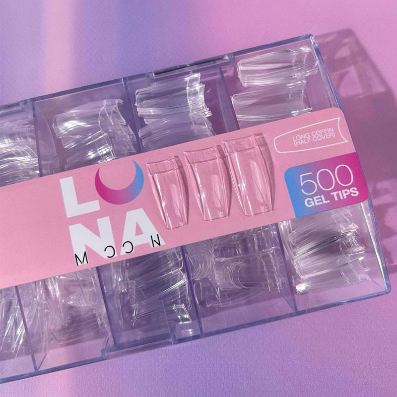Tip in gel per unghie – LunaMoon Coffin Long (Half Cover) – 500 pz