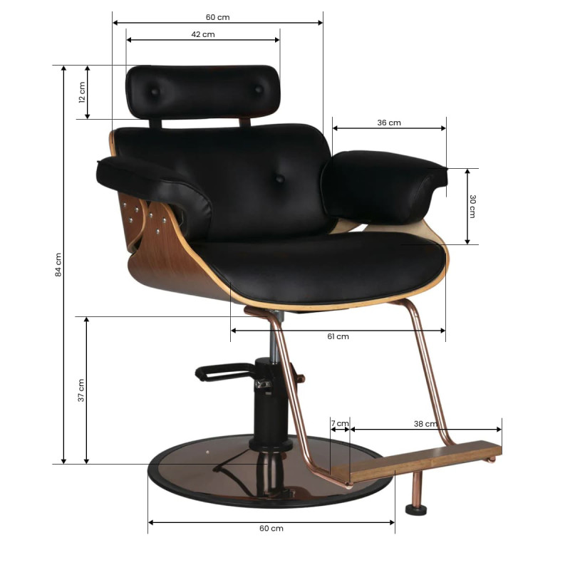 Gabbiano hairdressing chair florence black walnut