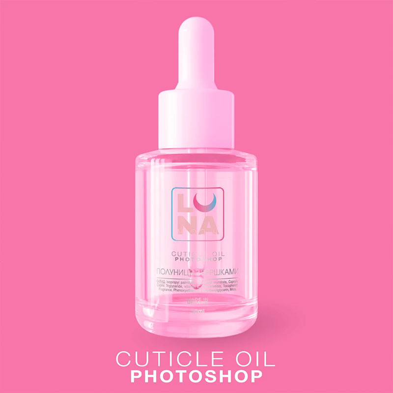 Olio secco per cuticole Lunamoon al profumo di fragola e crema PhotoShop - 30 ml