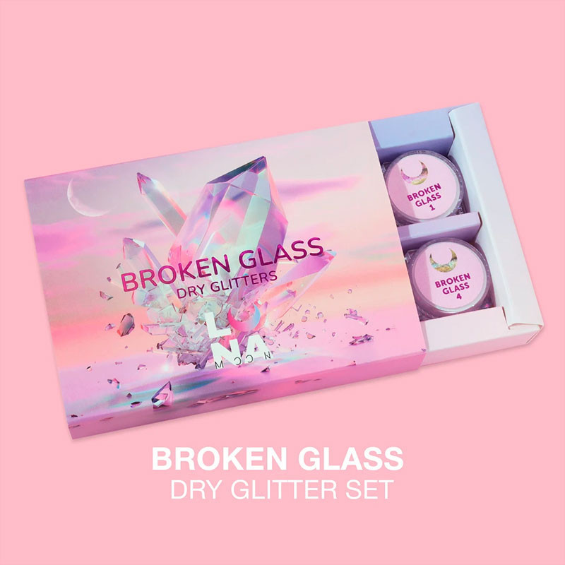 Set di glitter secchi per unghie Lunamoon Broken Glass - 6 pz