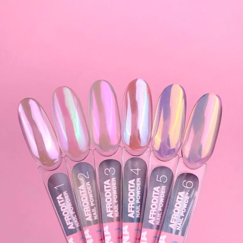 Set of Nail Rubbing Powders Lunamoon Afrodita - 6 pcs